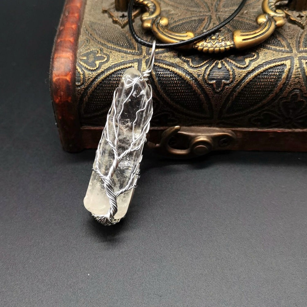 Celestial Clarity White Quartz Copper Pendant